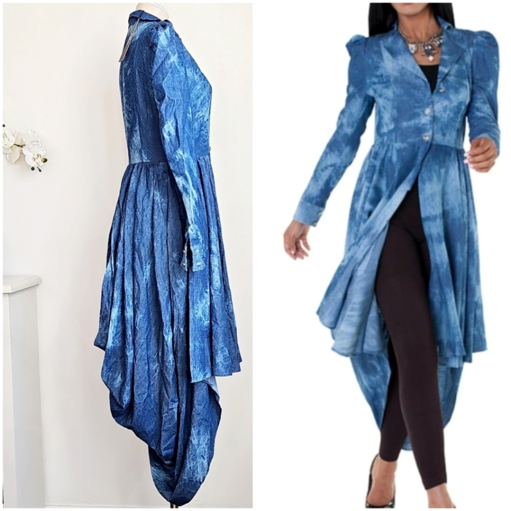 For Her NYC “The Takeover” Goth Coquette Romantic Blue Wash Dress NWT M